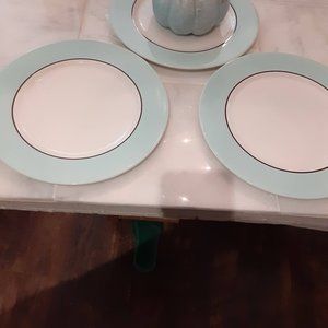Three Pagnossin Treviso Ironware Robins Egg Blue, Aqua Dinner plates 10 3/4"